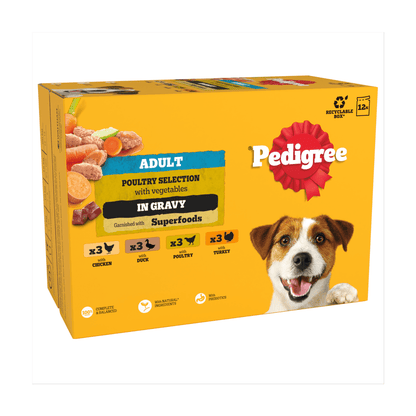 PEDIGREE¬® Adult Wet Dog Food Poultry Selection in Gravy 12 x 100g Pouch - UK Food & Drink - 4770608261245