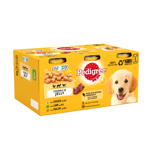 Pedigree Puppy Wet Dog Food Tins Mixed in Jelly 6 x 400g - UK Food & Drink - 5000166073820