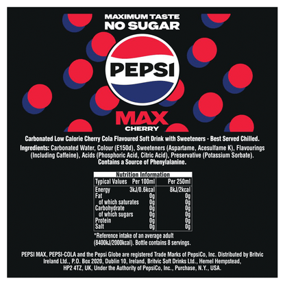 Pepsi Max Cherry 8 x 330ml - UK Food & Drink - 4060800170064