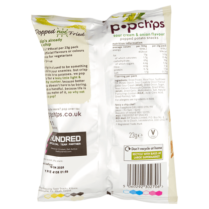 Popchips Sour Cream & Onion Flavour Potato Snacks 23g - UK Food & Drink - 5060292302706