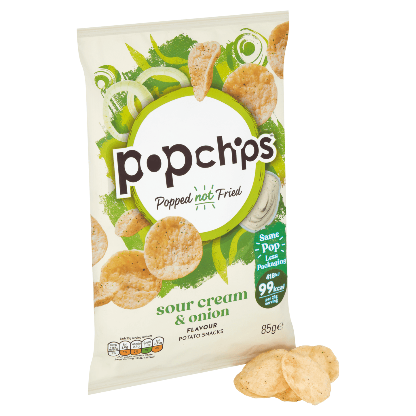 Popchips Sour Cream & Onion Flavour Potato Snacks 85g - UK Food & Drink - 5060292308708