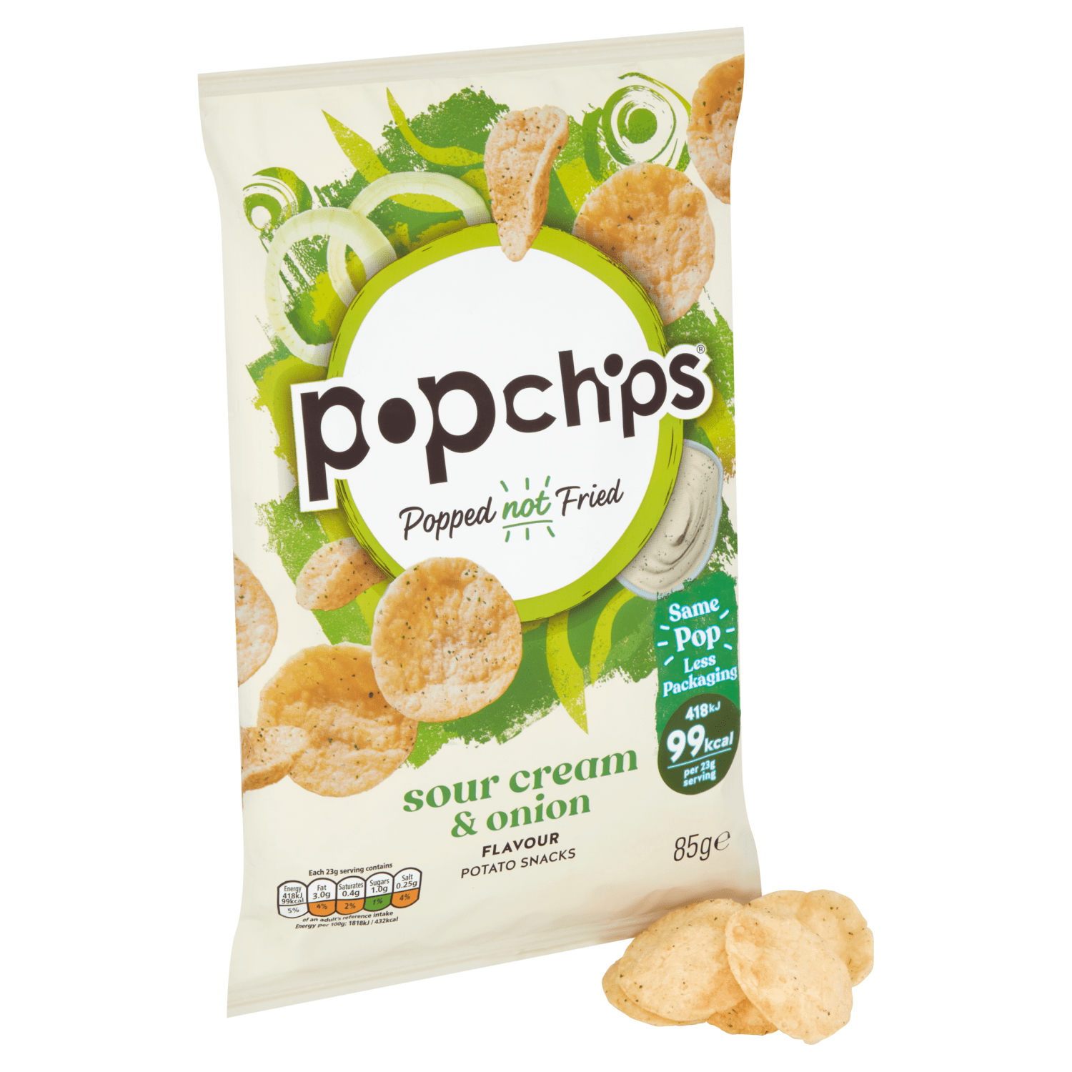Popchips Sour Cream & Onion Flavour Potato Snacks 85g - UK Food & Drink - 5060292308708