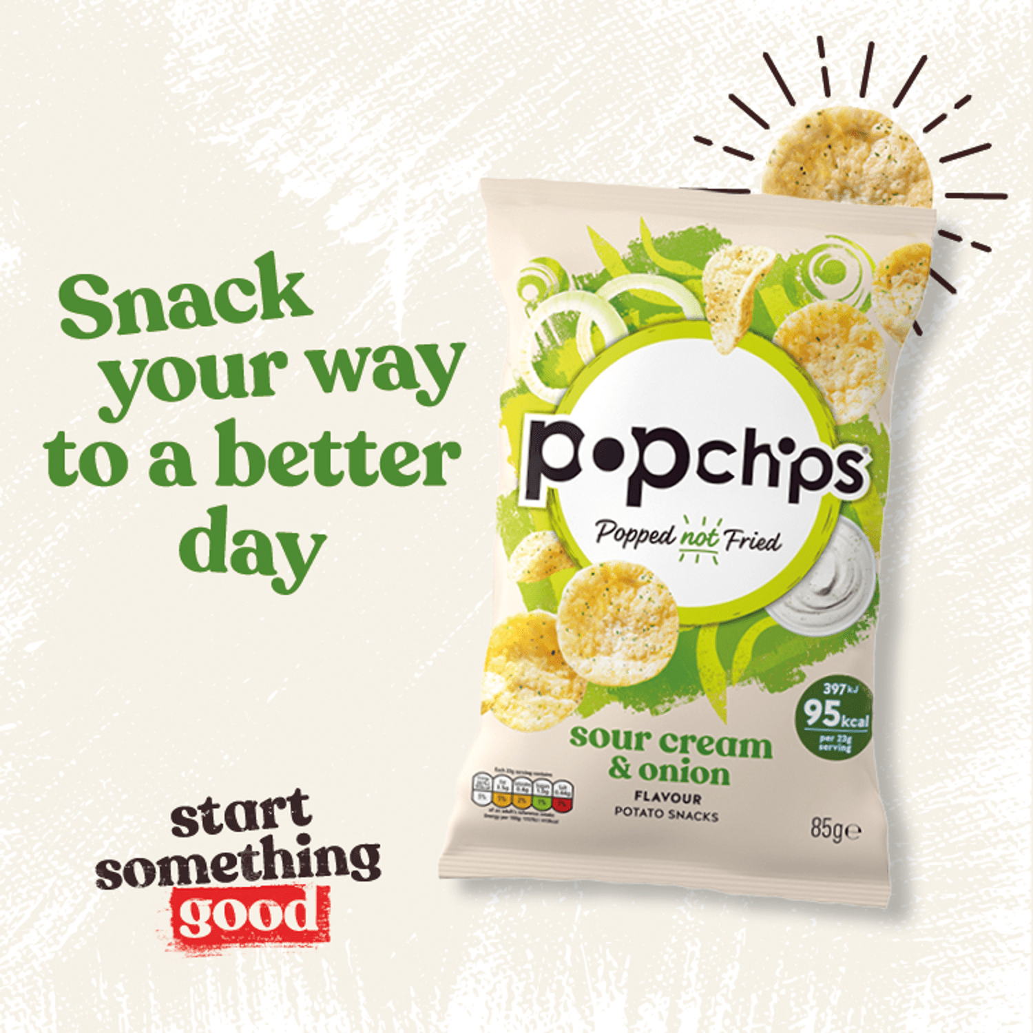 Popchips Sour Cream & Onion Flavour Potato Snacks 85g - UK Food & Drink - 5060292308708