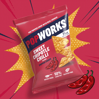 Popworks Sweet Chipotle Chilli Sharing Popped Crisps 85g - UK Food & Drink - 5000328015675