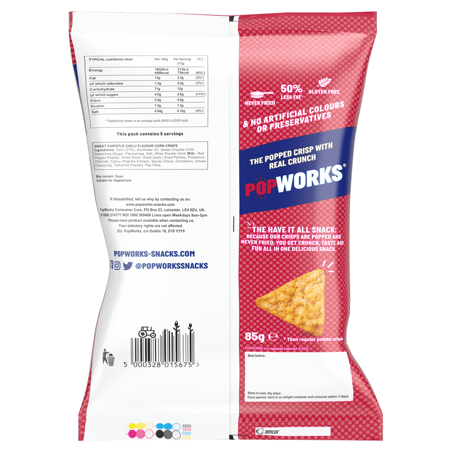 Popworks Sweet Chipotle Chilli Sharing Popped Crisps 85g - UK Food & Drink - 5000328015675