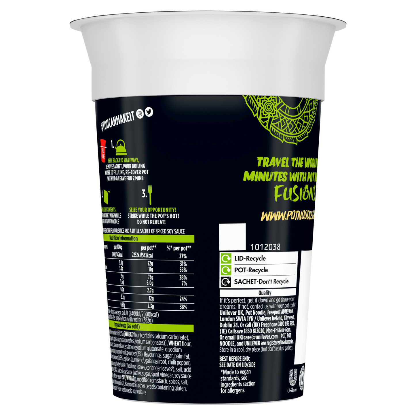 Pot Noodle Fusions Thai Green Curry Flavour 117g - UK Food & Drink - 8720182064363
