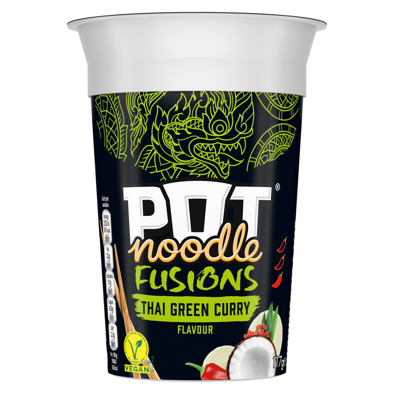 Pot Noodle Fusions Thai Green Curry Flavour 117g - UK Food & Drink - 8720182064363