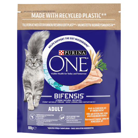 Purina ONE Adult Cat Food with Chicken & Whole Grains 800g - UK Food & Drink - 8002205356632