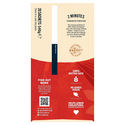 Quaker Oat So Simple Original Porridge Sachets 20 x 27g - UK Food & Drink - 5000108675495