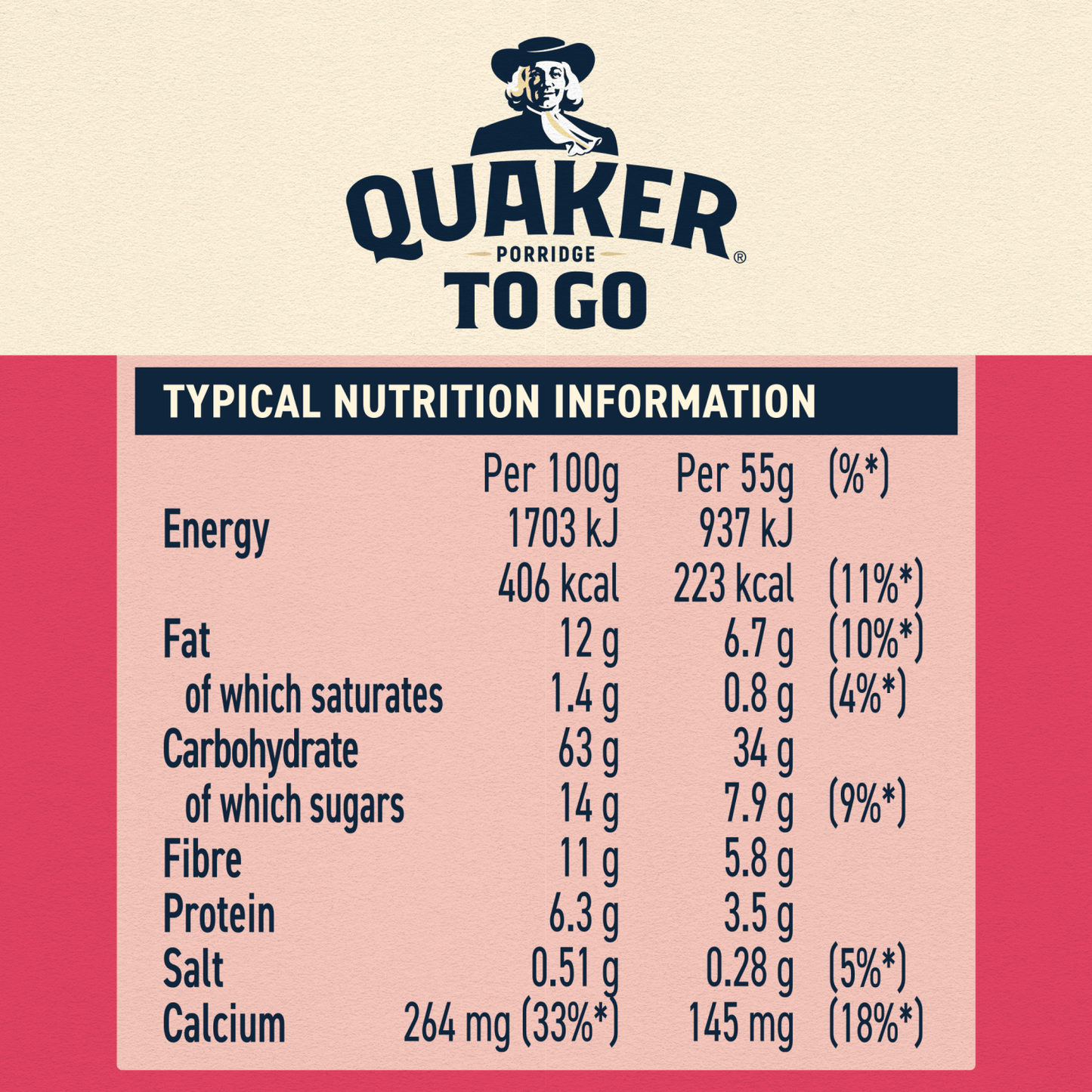 Quaker Porridge To Go Mixed Berries Breakfast Bars 2x55g - UK Food & Drink - 5000108033226