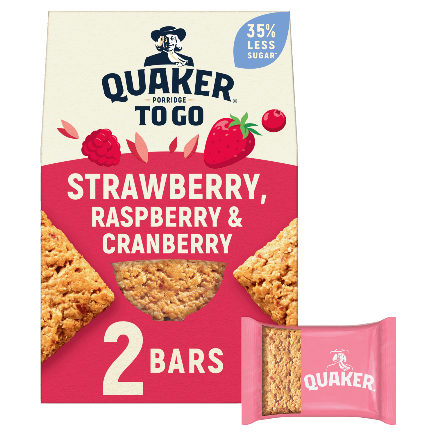 Quaker Porridge To Go Mixed Berries Breakfast Bars 2x55g - UK Food & Drink - 5000108033226
