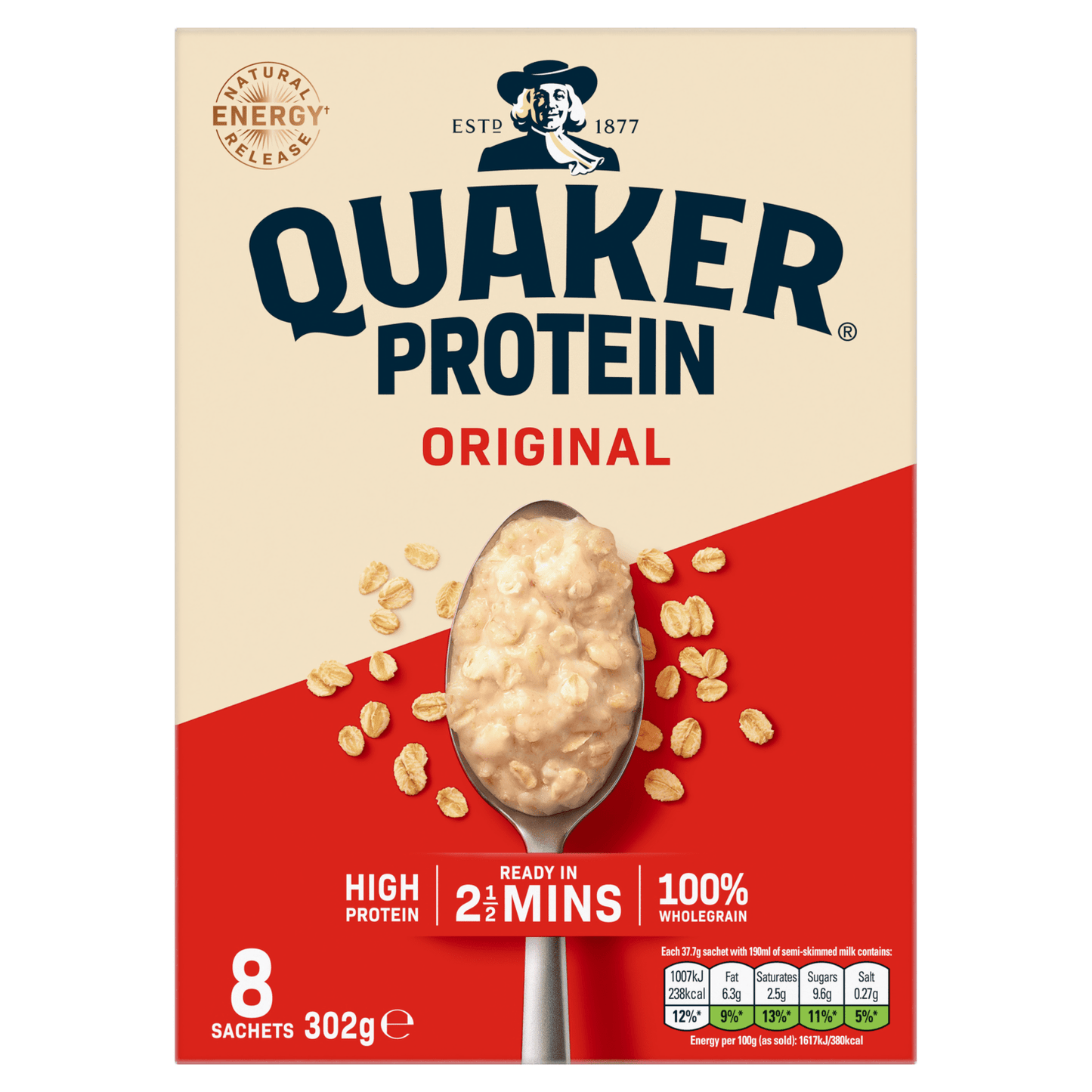 Quaker Protein Original Porridge Sachets Oat so Simple 8x37.75g - UK Food & Drink - 5000108942108