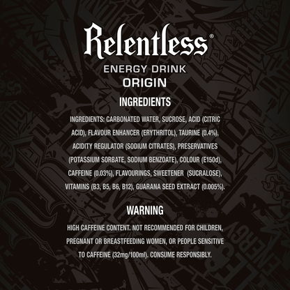 Relentless Origin Energy Drink 4 x 500ml - UK Food & Drink - 5060466510265