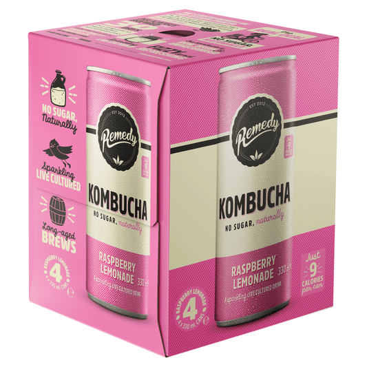 Remedy Kombucha Raspberry Lemonade 4 x 330ml - UK Food & Drink - 9350271002052