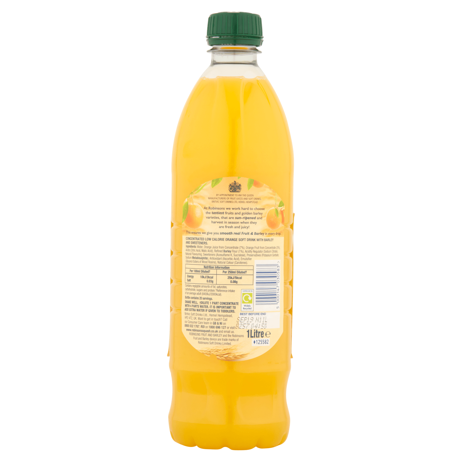 Robinsons Real Fruit & Barley Orange 1 Litre - UK Food & Drink - 5000147030583
