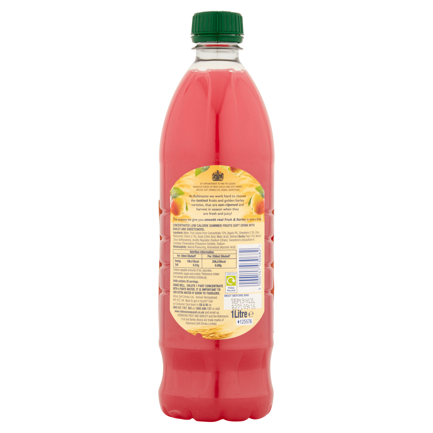Robinsons Real Fruit & Barley Summer Fruits 1 Litre - UK Food & Drink - 5000147030682