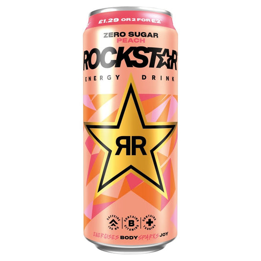 Rockstar Peach Energy Drink 500ml - UK Food & Drink - 4062139019168