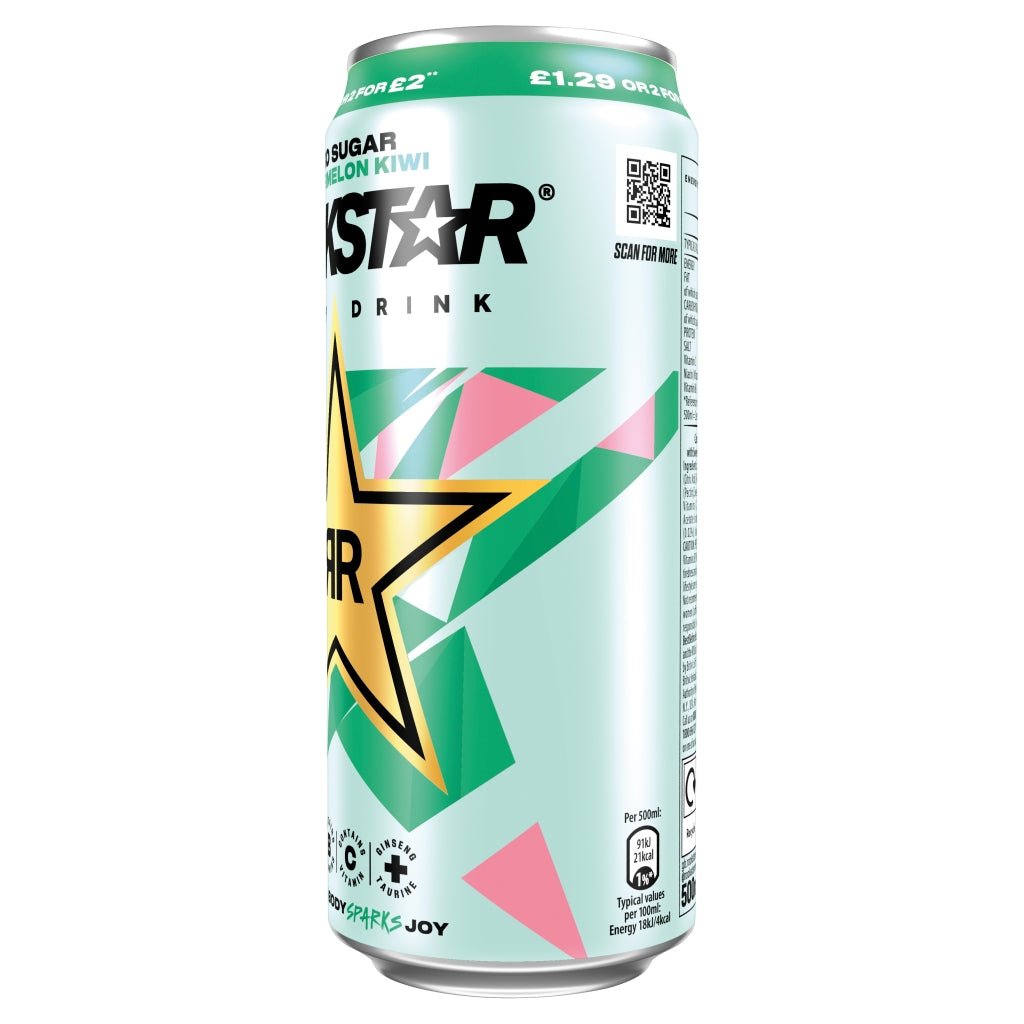 Rockstar Zero Sugar Watermelon Kiwi Energy Drink 500ml - UK Food & Drink - 4060800310231