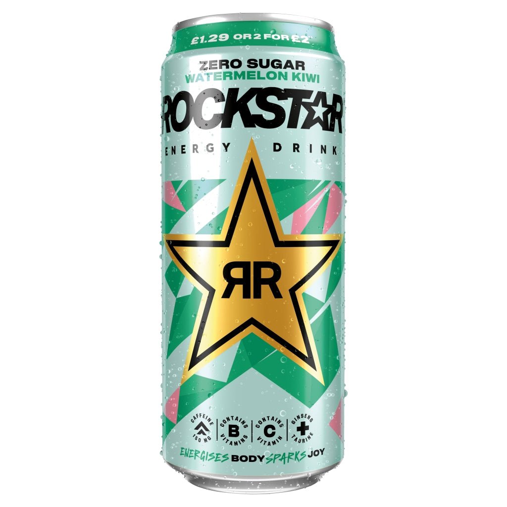 Rockstar Zero Sugar Watermelon Kiwi Energy Drink 500ml - UK Food & Drink - 4060800310231