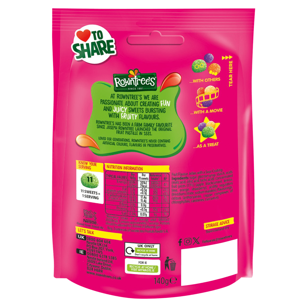 Rowntree Jelly Tots Tangy Pouch - UK Food & Drink - 8445291508644