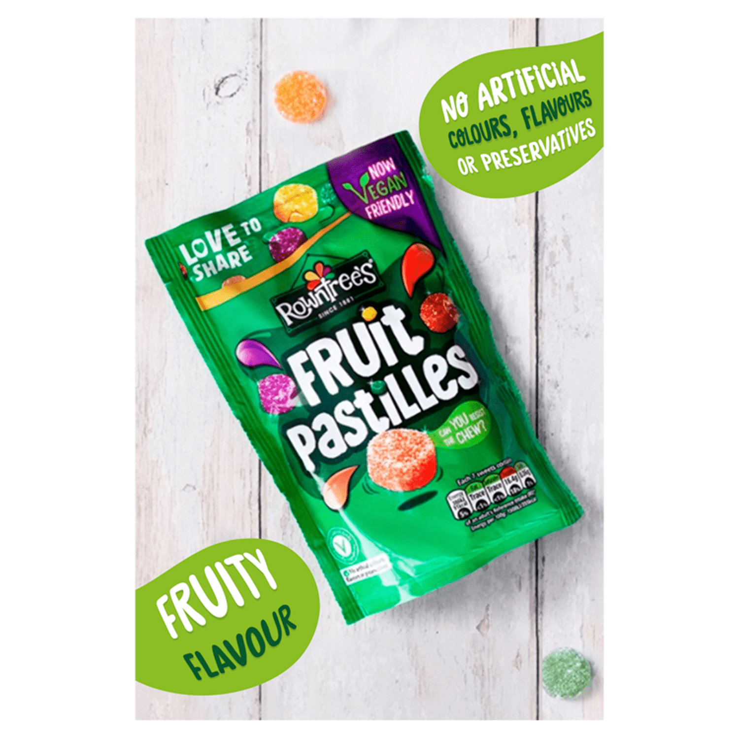 Rowntree's Fruit Pastilles Vegan Friendly Sweets Sharing Bag 143g - UK Food & Drink - 7613287228338