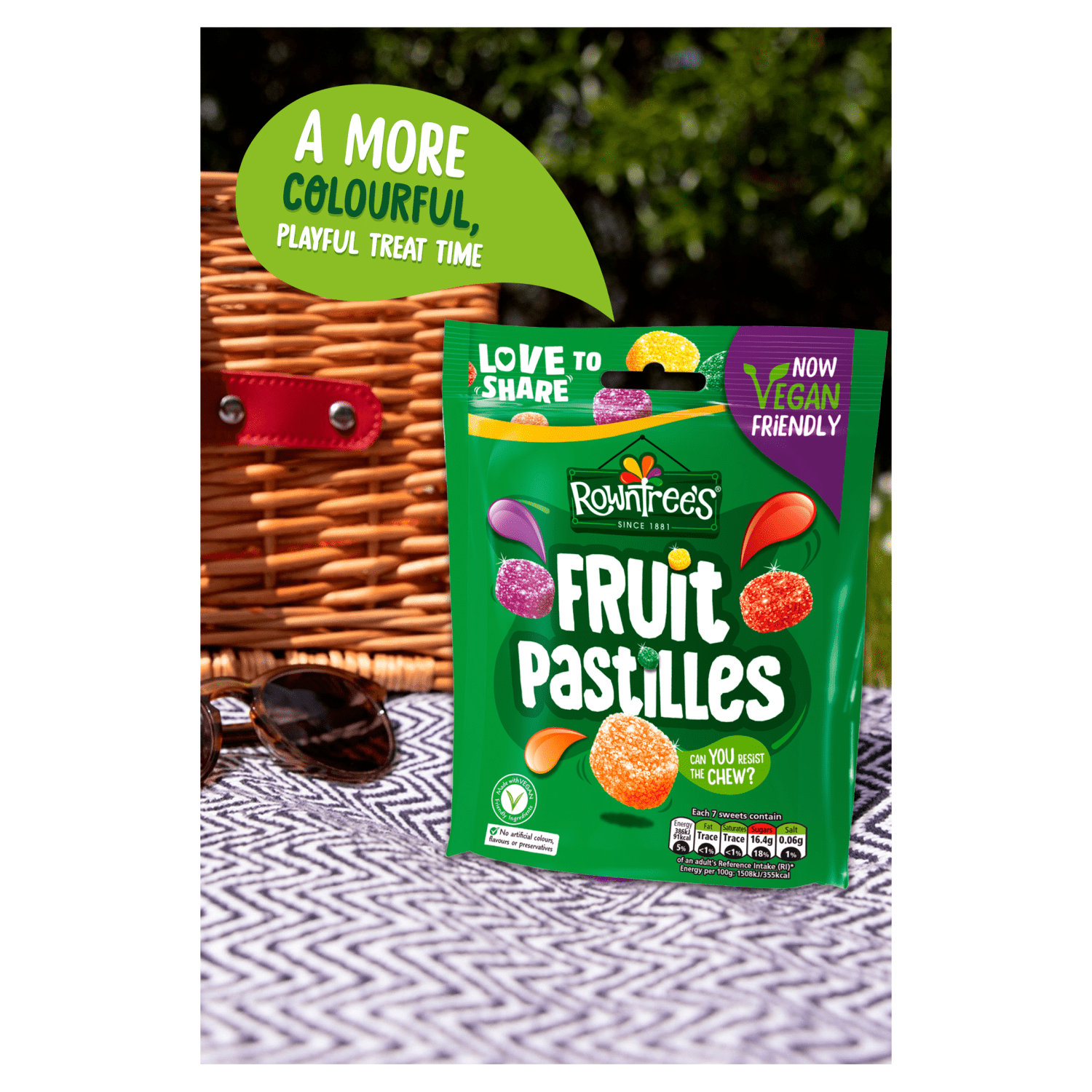Rowntree's Fruit Pastilles Vegan Friendly Sweets Sharing Bag 143g - UK Food & Drink - 7613287228338