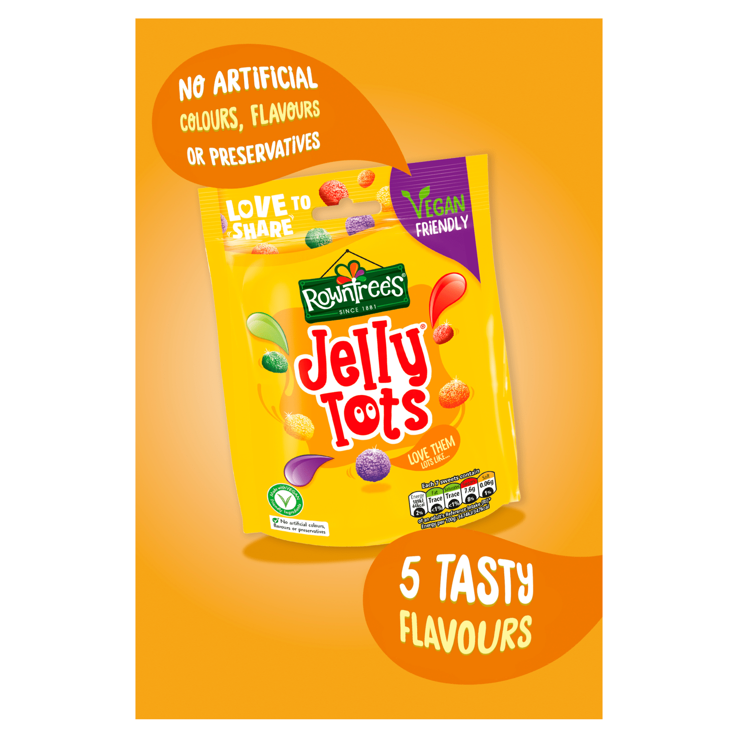 Rowntree's Jelly Tots Sweets Sharing Bag 150g - UK Food & Drink - 7613035419056