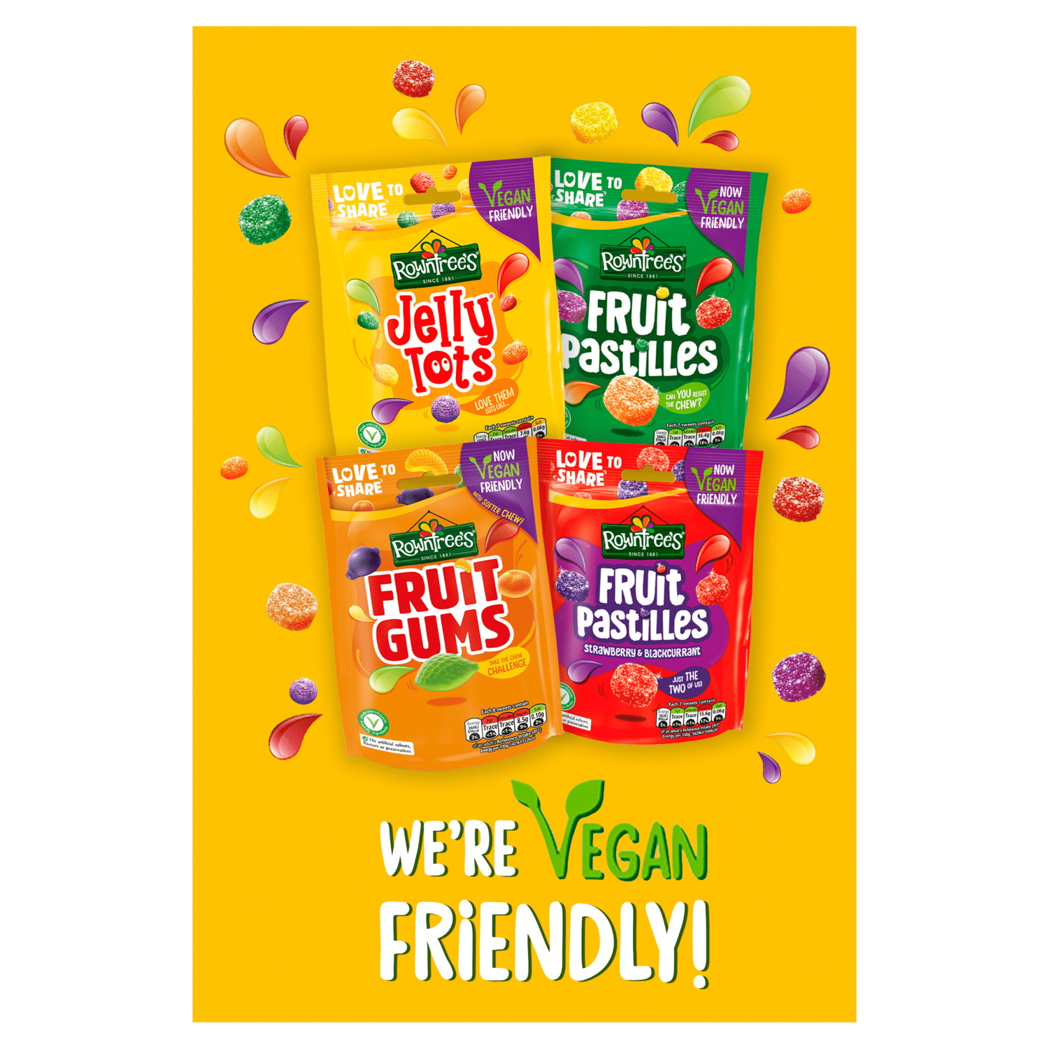 Rowntree's Jelly Tots Sweets Sharing Bag 150g - UK Food & Drink - 7613035419056
