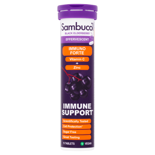 Sambucol Black Elderberry Effervescent Vitamin C + Zinc 15 Tablets - UK Food & Drink - 5060216560458