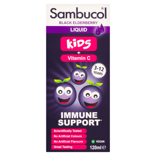 Sambucol Black Elderberry Liquid for Kids + Vitamin C 3 - 12 Years 120ml - UK Food & Drink - 5060216560168