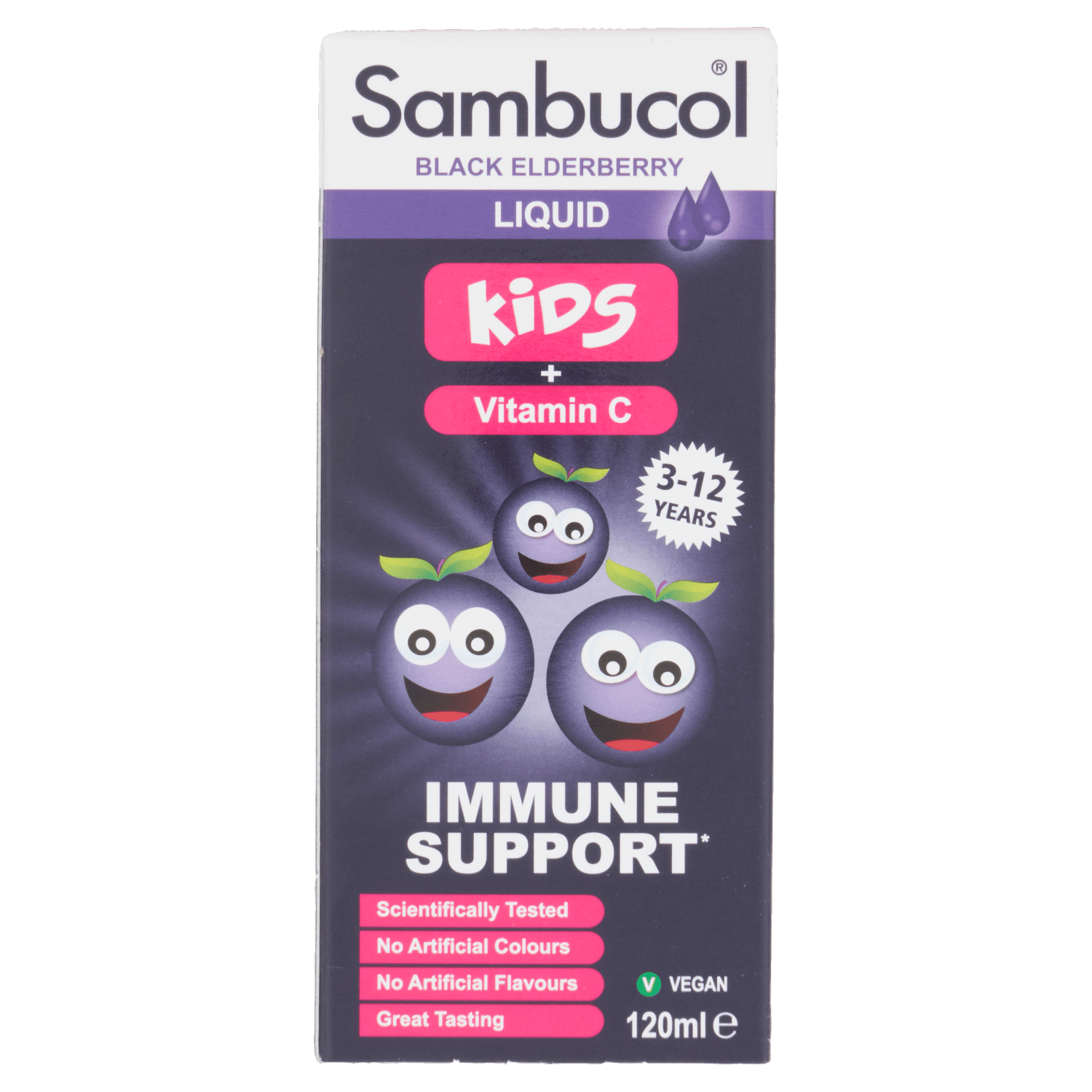 Sambucol Black Elderberry Liquid for Kids + Vitamin C 3 - 12 Years 120ml - UK Food & Drink - 5060216560168