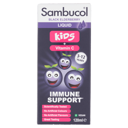 Sambucol Black Elderberry Liquid for Kids + Vitamin C 3 - 12 Years 120ml - UK Food & Drink - 5060216560168