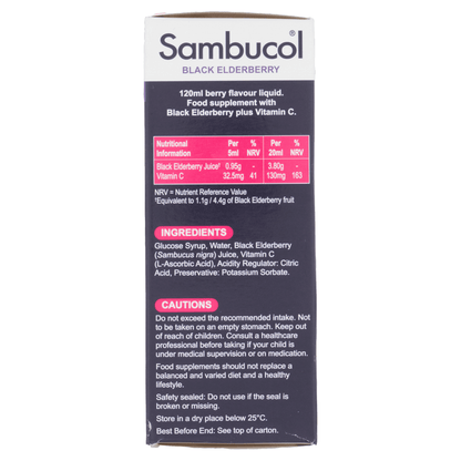Sambucol Black Elderberry Liquid for Kids + Vitamin C 3 - 12 Years 120ml - UK Food & Drink - 5060216560168