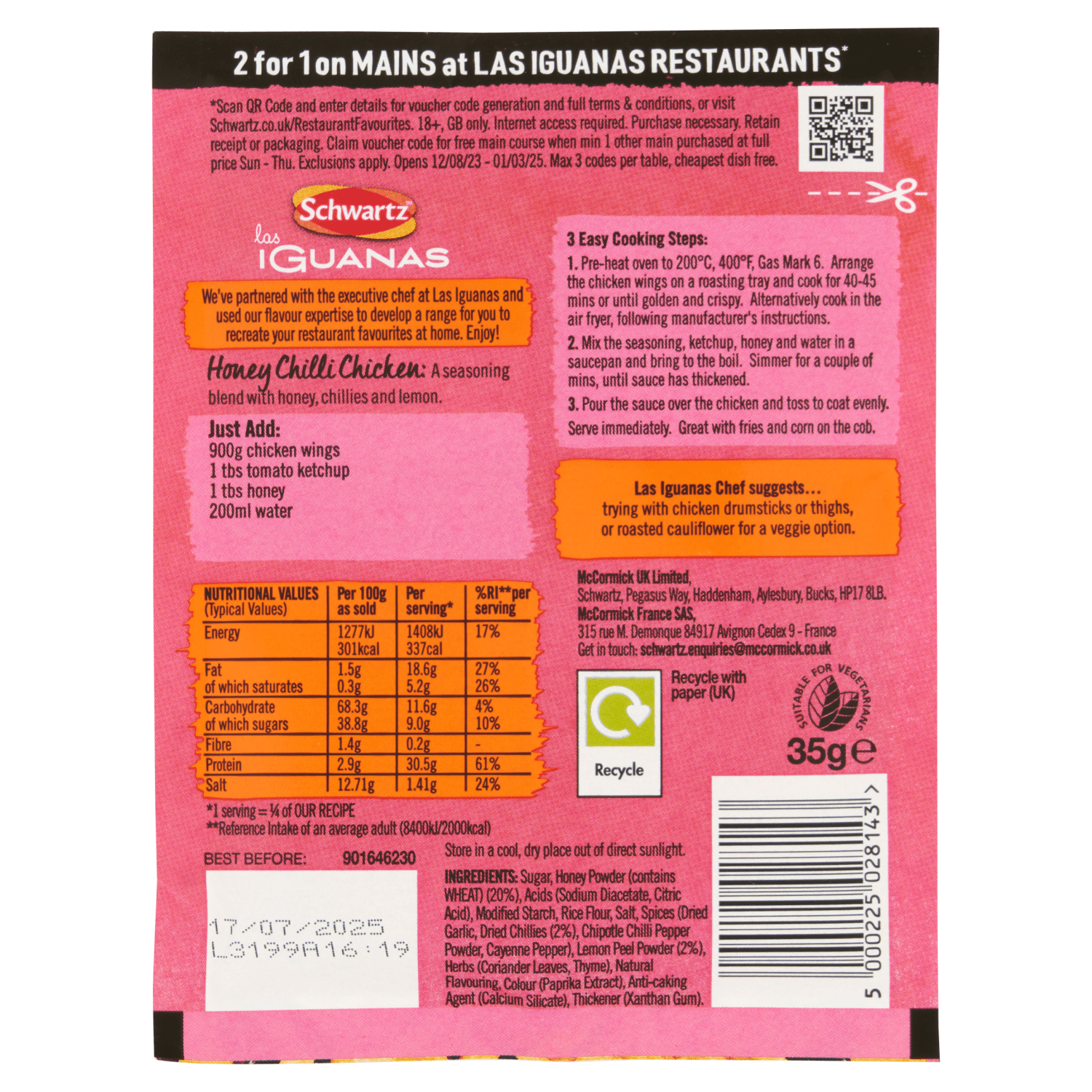 Schwartz Las Iguanas Honey Chilli Chicken 35g - UK Food & Drink - 5000225028143