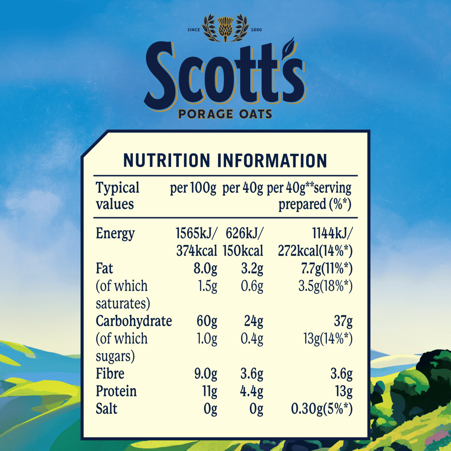 Scott's Porage Original Porridge Oats1kg - UK Food & Drink - 5000108022176