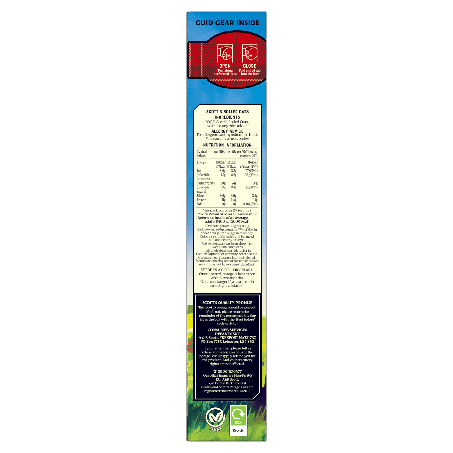 Scott's Porage Original Porridge Oats1kg - UK Food & Drink - 5000108022176