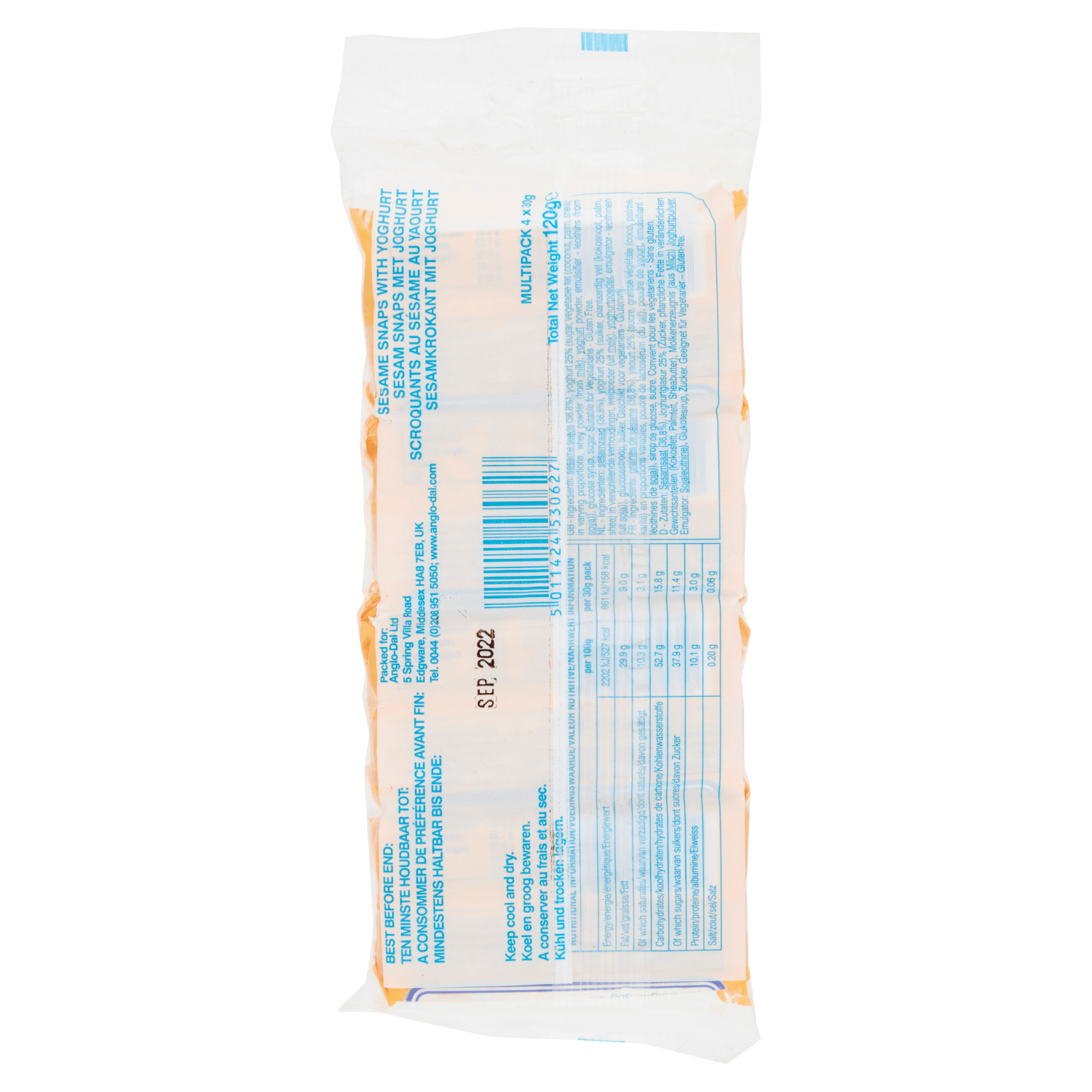 Sesame Snaps with Yoghurt 4 x 30g (120g) - UK Food & Drink - 5011424530627