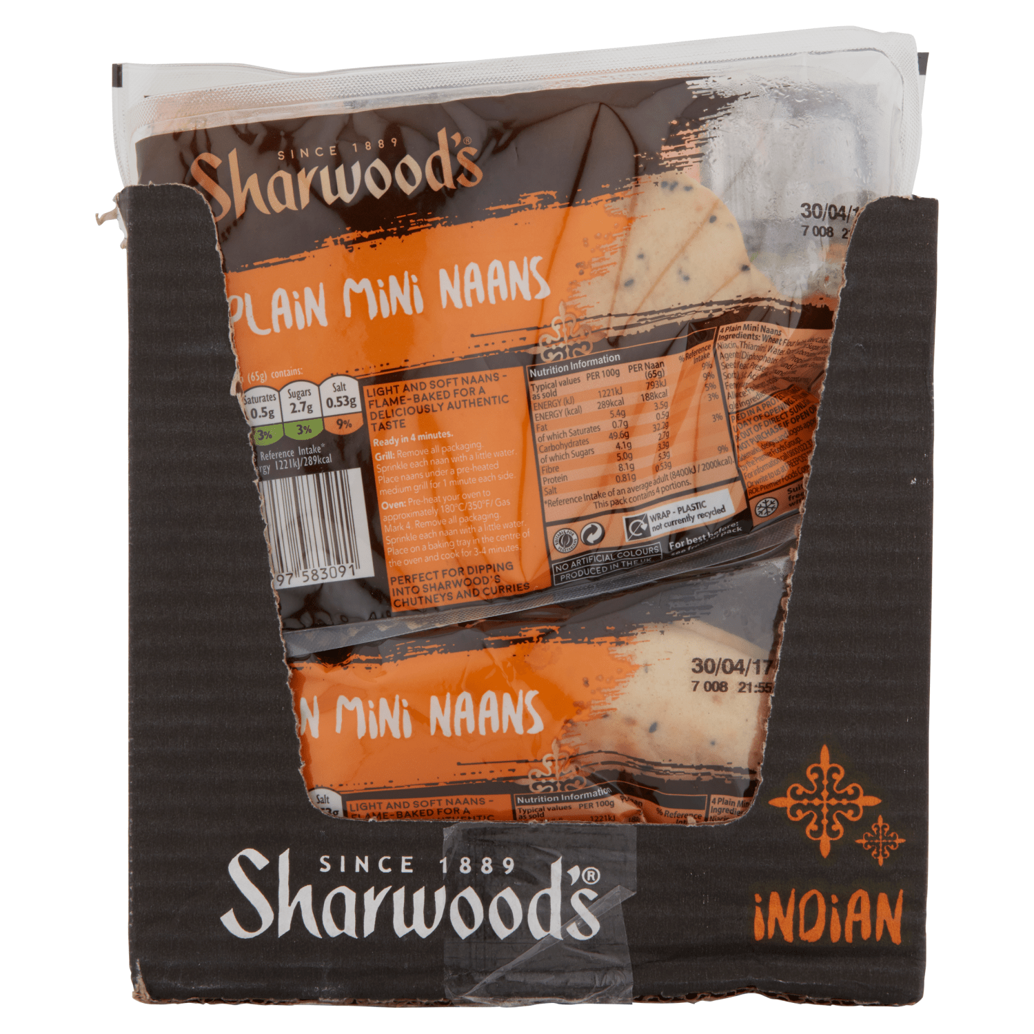 Sharwood's 4 Plain Mini Naans - UK Food & Drink - 5000197583091