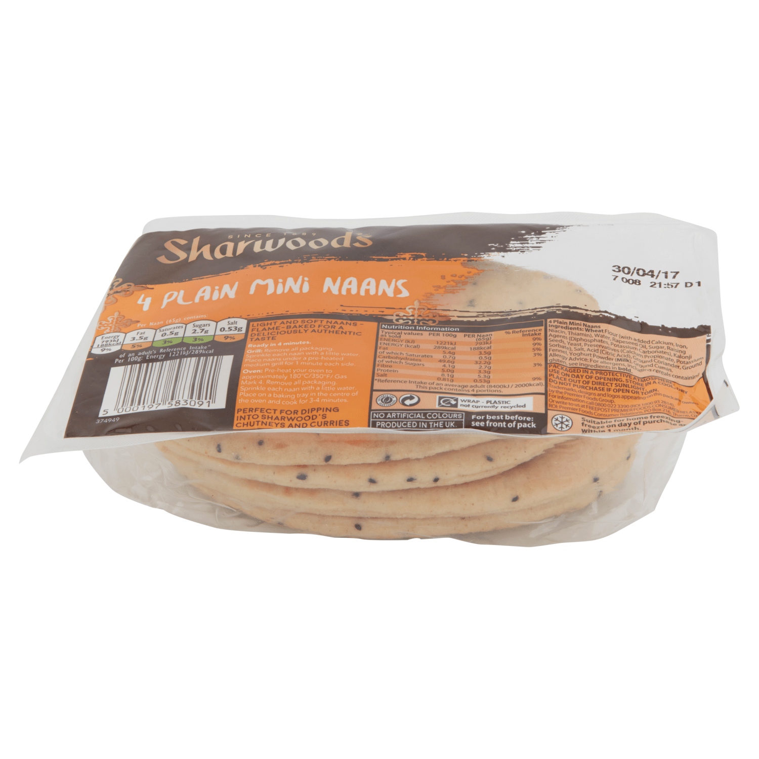 Sharwood's 4 Plain Mini Naans - UK Food & Drink - 5000197583091