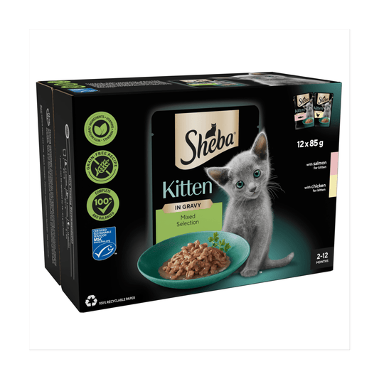 Sheba Mixed Selection Kitten Wet Cat Food Pouch in Gravy 12 x 85g - UK Food & Drink - 4770608264734