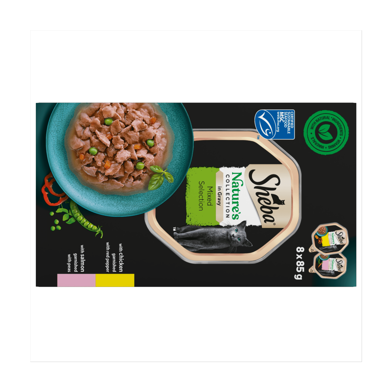 Sheba Nature's Collection Adult Cat Food Tray Mixed Selection in Gravy 8 x 85g - UK Food & Drink - 3065890149892