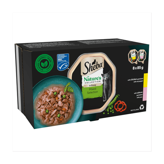 Sheba Nature's Collection Adult Cat Food Tray Mixed Selection in Gravy 8 x 85g - UK Food & Drink - 3065890149892
