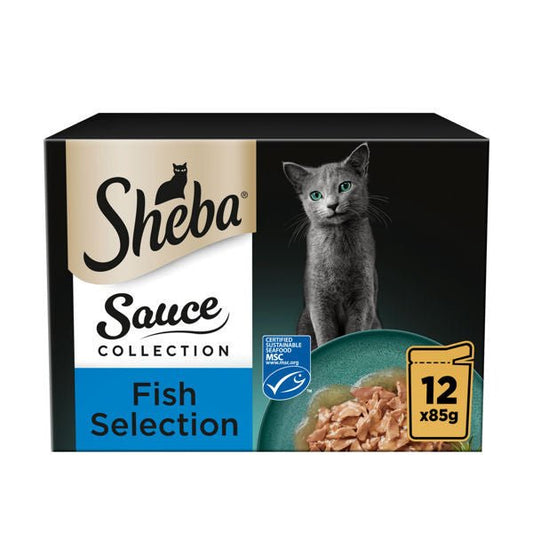 Sheba Sauce Collection Adult Cat Food Pouch Fish Selection 12 x 85g - UK Food & Drink - 4770608264970