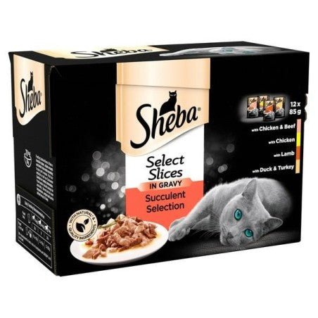 Sheba Select Slices Adult Cat Food Pouch Succulent Selection Gravy 12 x 85g - UK Food & Drink - 4770608253929