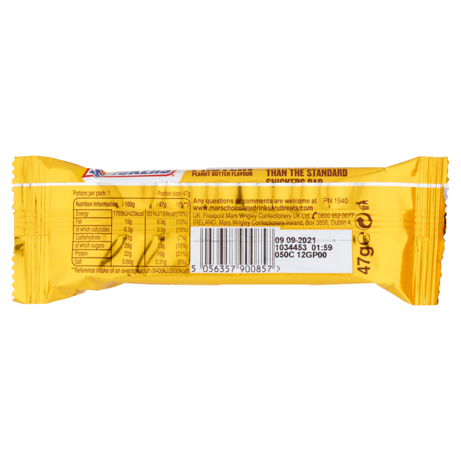 Snickers Protein Peanut Butter Flavour 47g - UK Food & Drink - 5056357900857