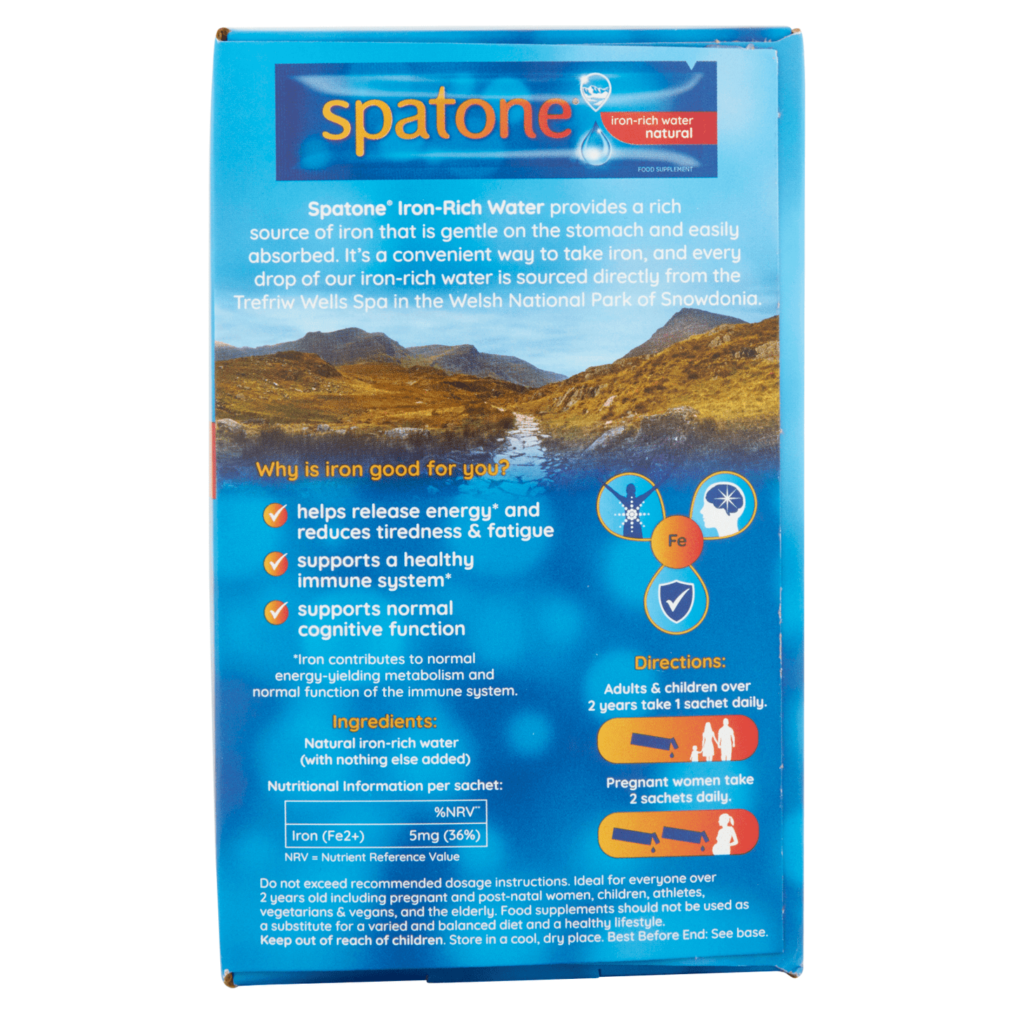 Spatone Iron - Rich Water Natural 28 x 20ml Sachets (560ml) - UK Food & Drink - 5000488105292