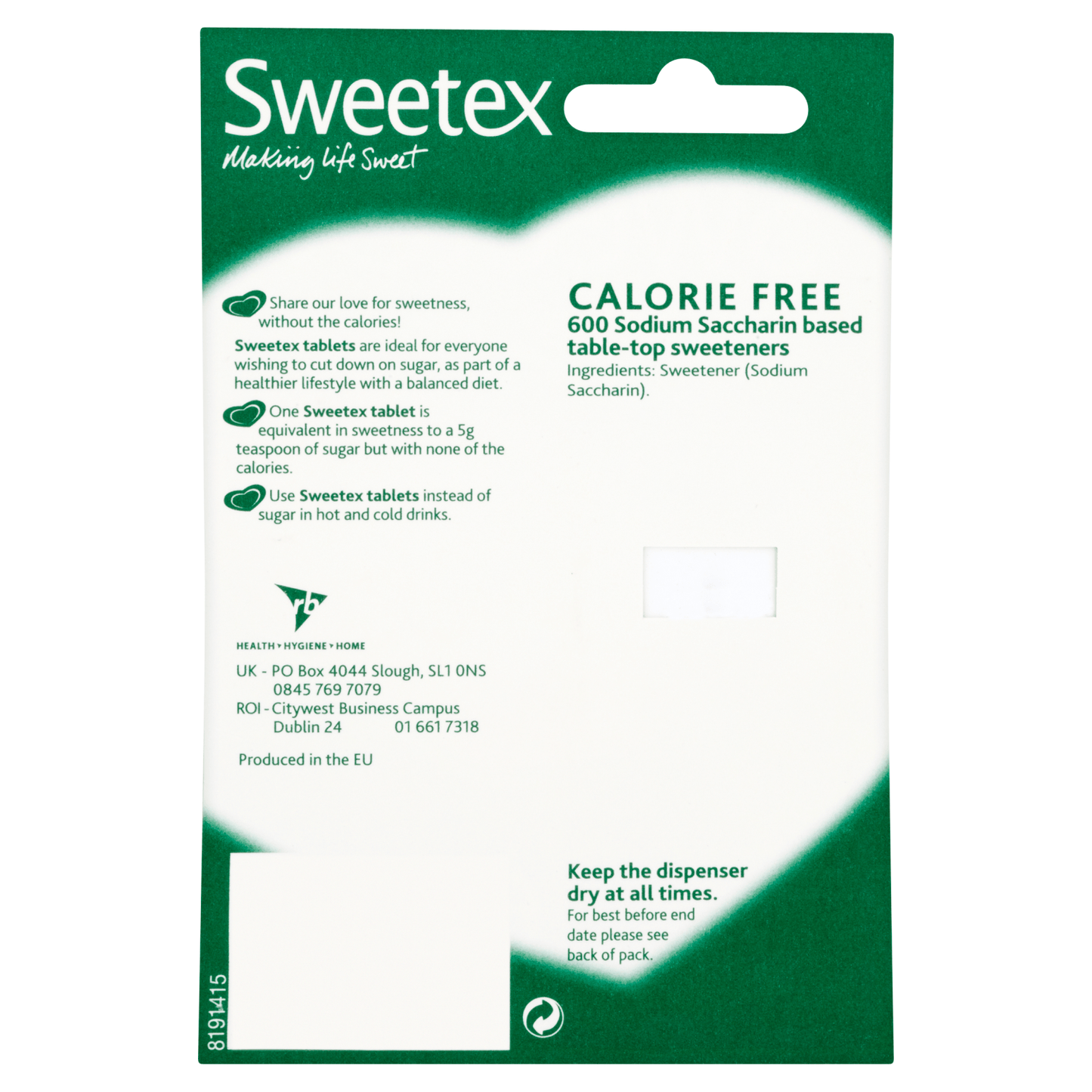 Sweetex Calorie Free Sweeteners 600 Tablets - UK Food & Drink - 5011417547755