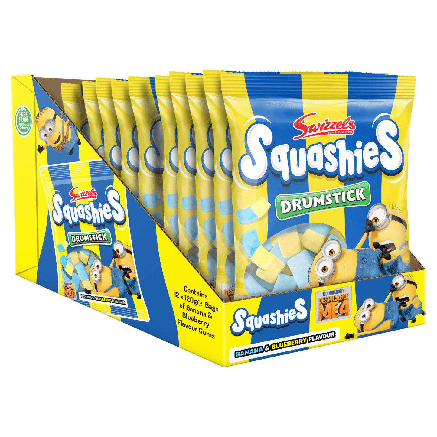 Swizzels Banana & Blueberry Flavour Drumstick Squashies 120g - UK Food & Drink - 5010478110878