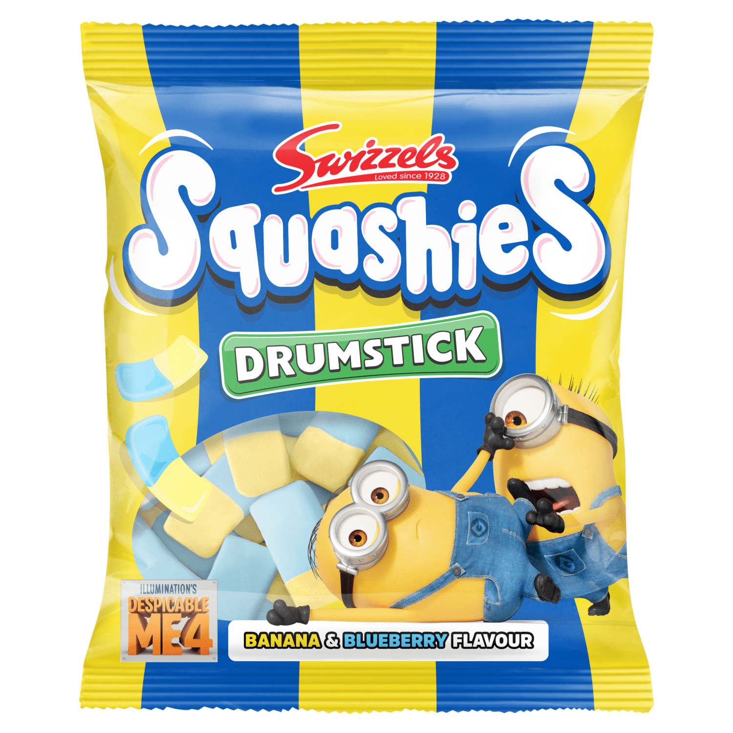 Swizzels Banana & Blueberry Flavour Drumstick Squashies 120g - UK Food & Drink - 5010478110878