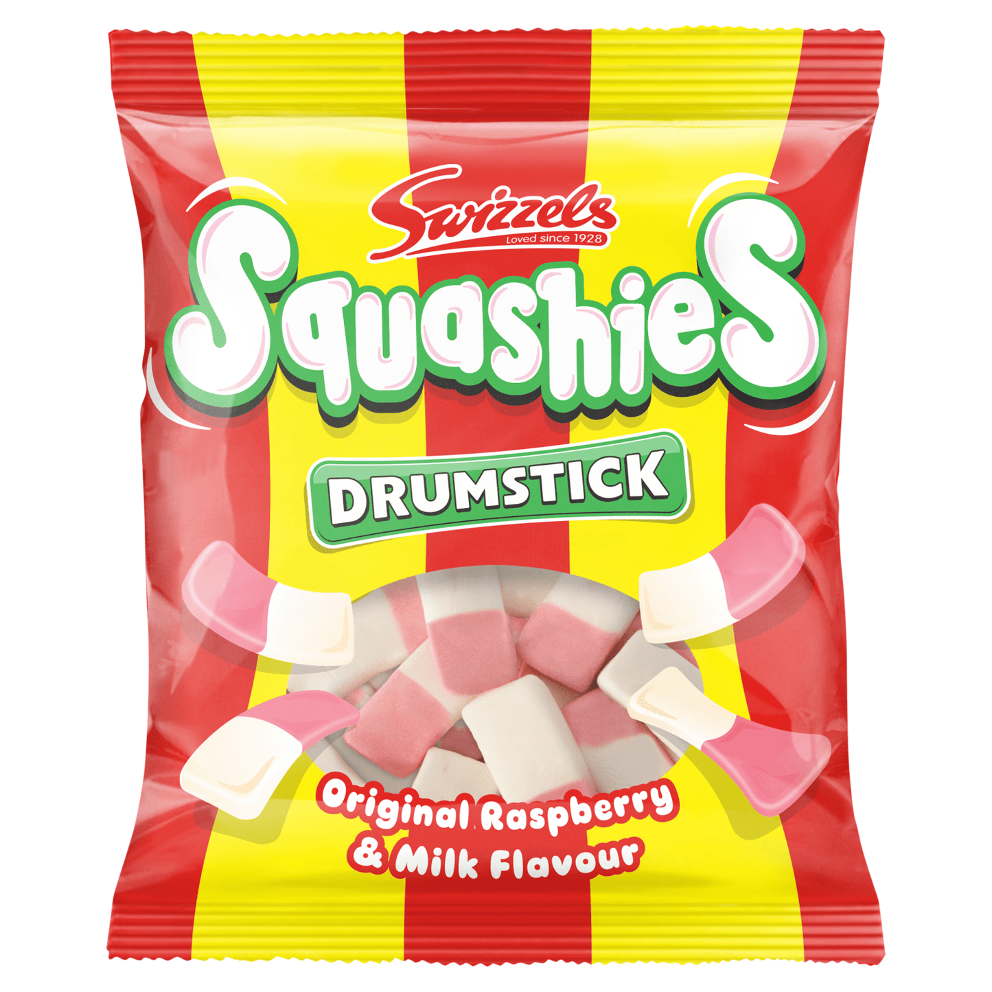 Swizzels Squashies Drumstick Original Raspberry & Milk Flavour 140g - UK Food & Drink - 5010478014510